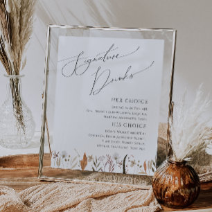 Boho Autumn Wildflower Signature Drinks Sign