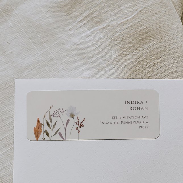 Boho Autumn Wildflower Simple Beige Return Address (Creator Uploaded)