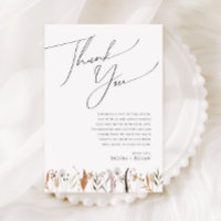 Boho Autumn Wildflower | Table Thank You Card