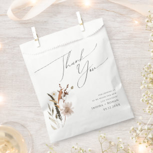 Boho Autumn Wildflower Thank You Favour Bags