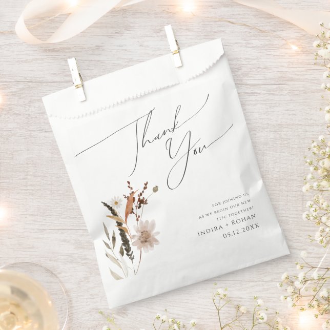 Boho Autumn Wildflower | Thank You Favour Bags (Clipped)