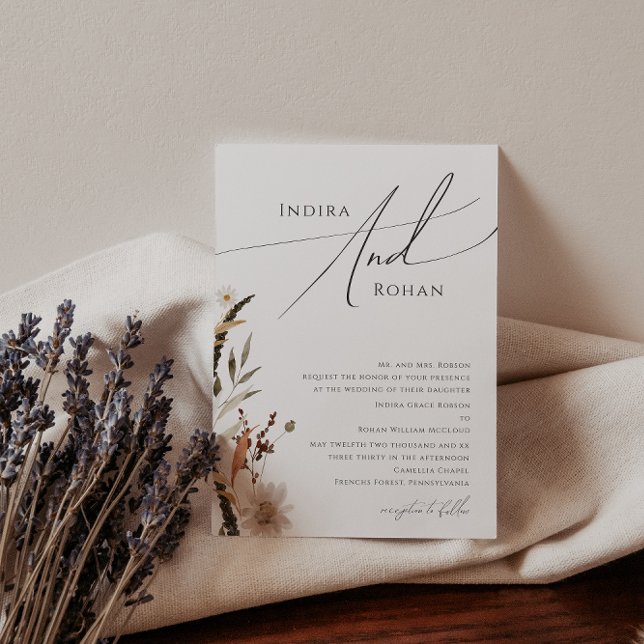 Boho Autumn Wildflower | Traditional Wedding Invitation (Creator Uploaded)