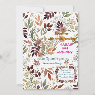 Boho Autumn Wildflower Wedding Invitation