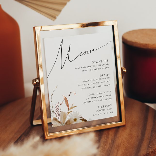 Boho Autumn Wildflower | Wedding Menu Sign (Creator Uploaded)