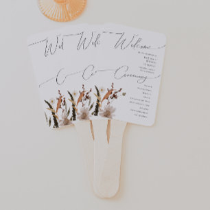Boho Autumn Wildflower Wedding Program Hand Fan