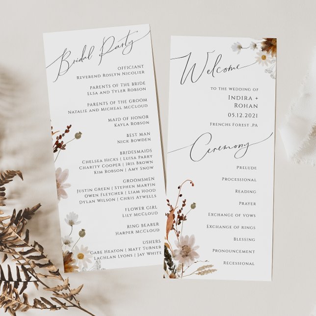 Boho Autumn Wildflower | Wedding Program Programme (Creator Uploaded)
