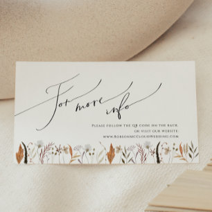 Boho Autumn Wildflower Wedding Website Enclosure Card