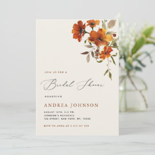 Boho Autumn Wildflowers Cosy Fall Bridal Shower Invitation