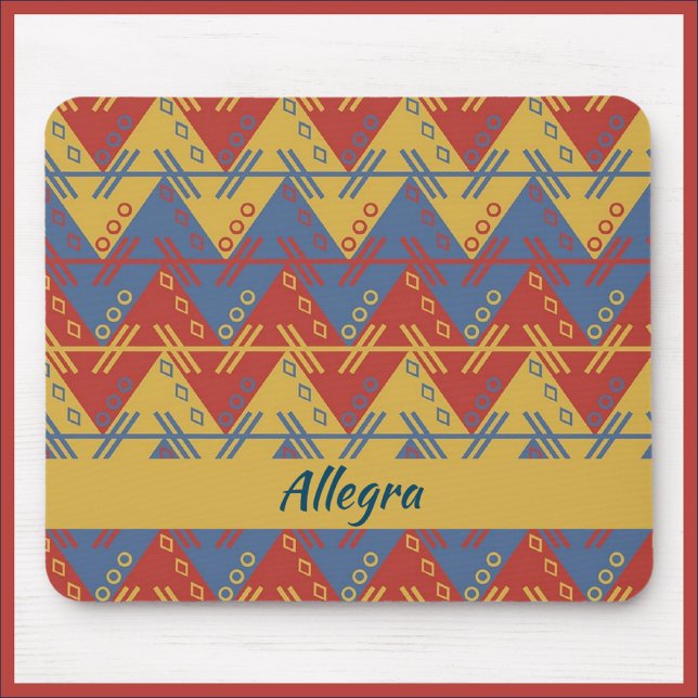 Boho Aztec Style Blue Red and Gold Mouse Pad (Creator Uploaded)