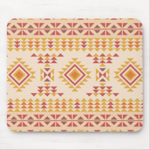 Boho Aztec Tribal Mudcloth in Pink Blush + Orange Mouse Pad