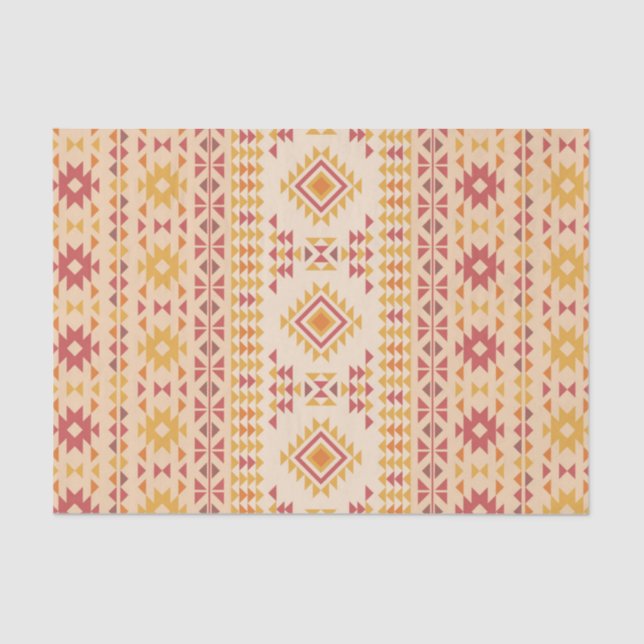 Boho Aztec Tribal Mudcloth in Pink Blush + Orange Tissue Paper (Front)