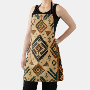 Boho Aztec Tribal Pattern Kitchen Apron Rustic S