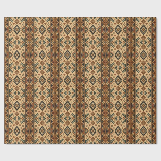 Boho Aztec Tribal Pattern Kitchen Apron | Rustic S Wrapping Paper (Flat)