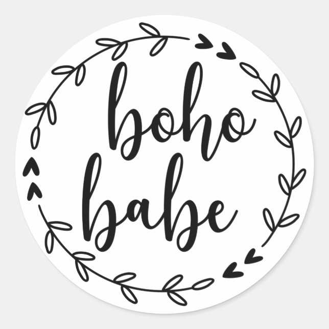 Boho Babe Wreath Classic Round Sticker (Front)