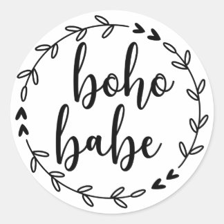 Boho Babe Wreath Classic Round Sticker