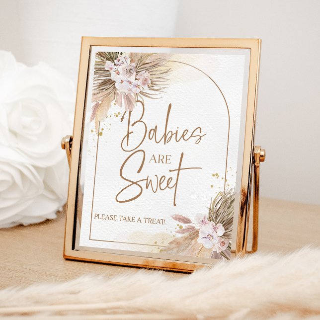 Boho Babies are Sweet Pampas Grass Baby Shower Poster (Creator Uploaded)