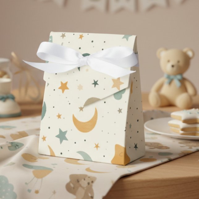 Boho Baby Adoption Shower – Moon and Stars Favour Box (Boho moon and stars baby shower favor box)