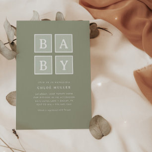 Boho Baby Blocks Muted Modern Baby Shower Invitation