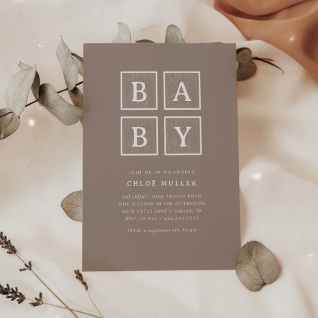 Boho Baby Blocks Neutral Modern Baby Shower | Invitation (Creator Uploaded)