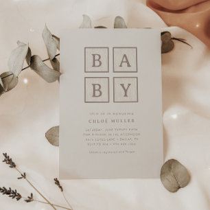 Boho Baby Blocks Simple Modern Shower Invitation