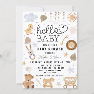 Boho Baby Boy Nursery Shower Invitation