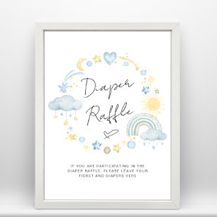Boho Baby Boy Shower Diaper Raffle Sign