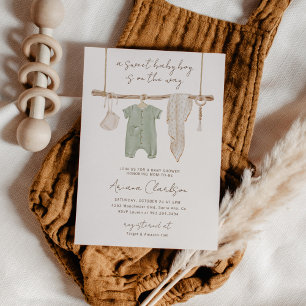 Boho Baby Boy Shower Invitation
