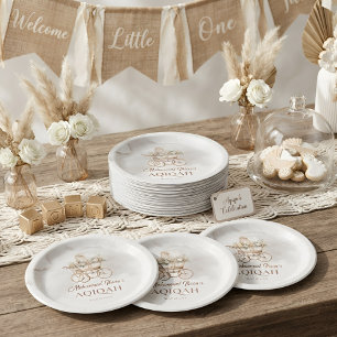 Boho Baby Carriage Aqiqah Unisex Muslim Newborn Paper Plate