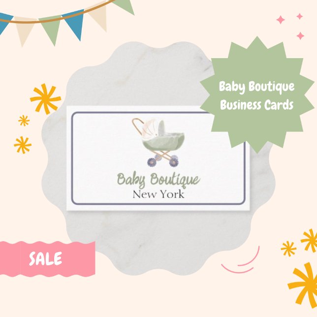 Boho Baby Carriage Boutique New York Business Card (Baby Boutique Business Cards)
