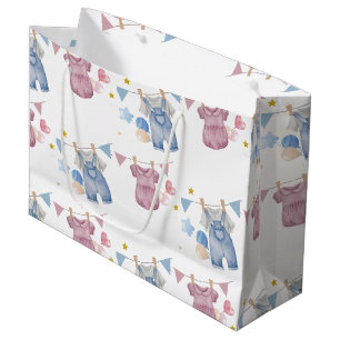 Boho Baby Clotheline Gender Reveal  Large Gift Bag