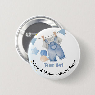 Boho  Baby Clotheline Gender Reveal Team Girl 6 Cm Round Badge