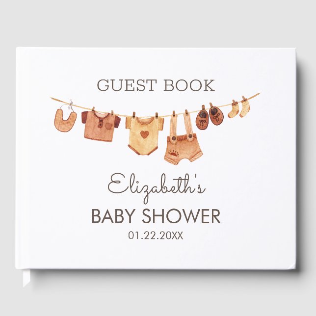 Boho Baby Clothes Baby Shower  Guest Book (Front)