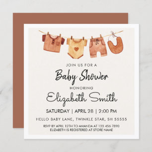 Boho Baby Clothes Baby Shower Invitation