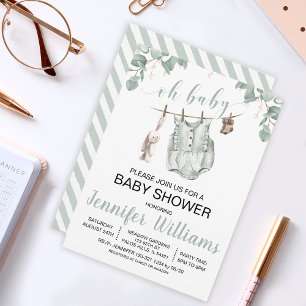 Boho baby clothes baby shower invitation