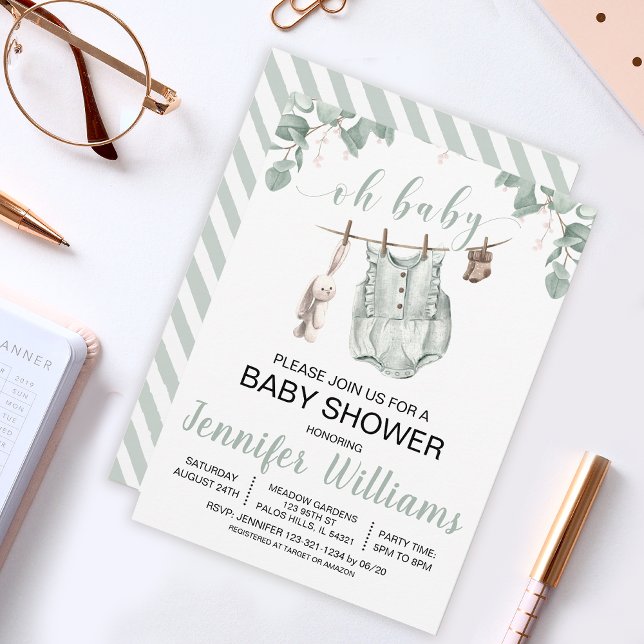 Boho baby clothes baby shower invitation  (Creator Uploaded)