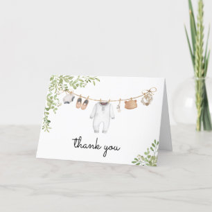 Boho Baby Clothes Baby Shower Thank You Card
