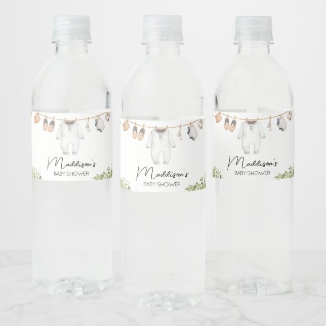 Boho Baby Clothes Baby Shower  Water Bottle Label (Bottles)