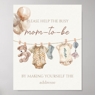 Boho Baby Clothes Busy Mum-to-Be Address Poster