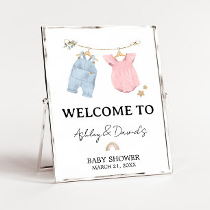 Boho Baby Clothes Gender Reveal Welcome Sign