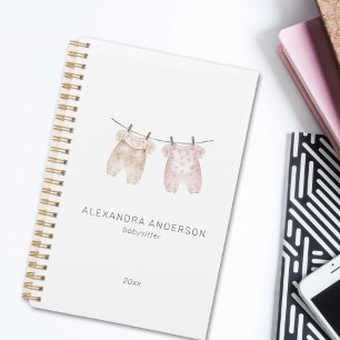 Boho Baby Clothing Watercolor Babysitter Service Planner