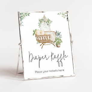 Boho Baby Crib Baby Shower Diaper Raffle Poster
