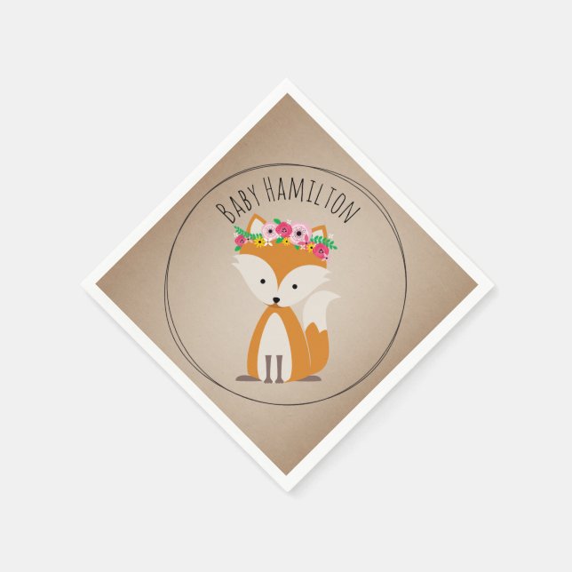 Boho Baby Fox Baby Shower Napkins (Corner)