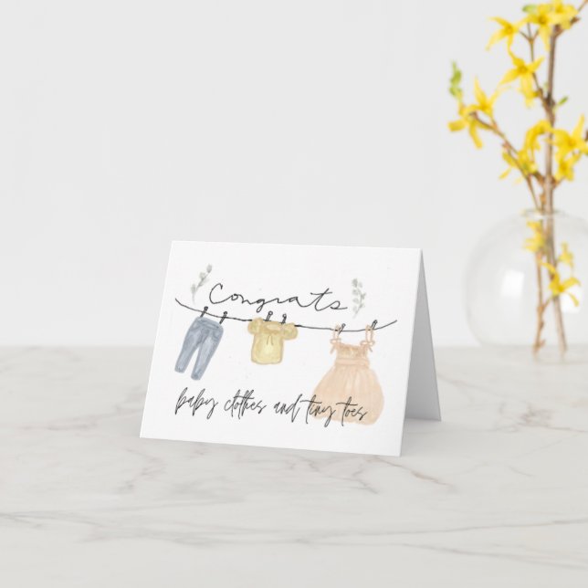 Boho baby girl congratulations card (Yellow Flower)