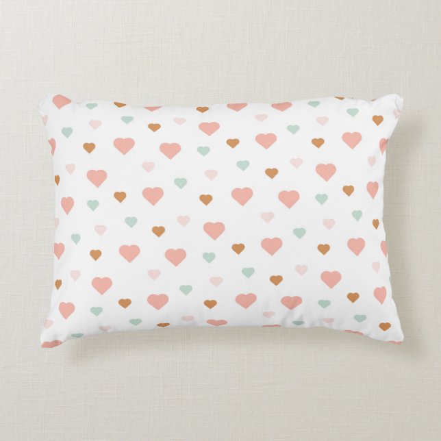 Boho baby girl pastel love hearts decorative cushion (Front)
