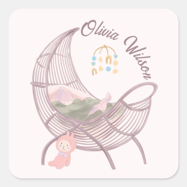 Boho Baby Girl Shower Envelope Seal (Front)