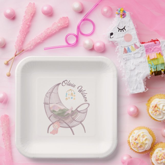 Boho Baby Girl Shower Paper Plates (Party)