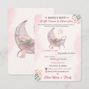 Boho Baby Girl Shower RSVP Card