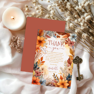 Boho Baby in Bloom Fall Floral Frame Baby Shower Thank You Card