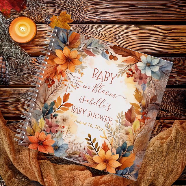 Boho Baby in Bloom Fall Floral Shower Guest Book (Boho Baby in Bloom Fall | Autumn Floral Frame Baby Shower Guest Book Notebook)