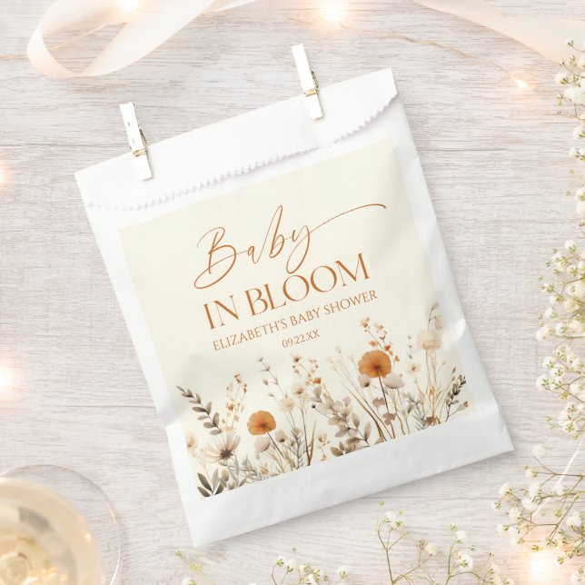 Boho Baby In Bloom Wildflower Baby Shower Favour Bags (Clipped)